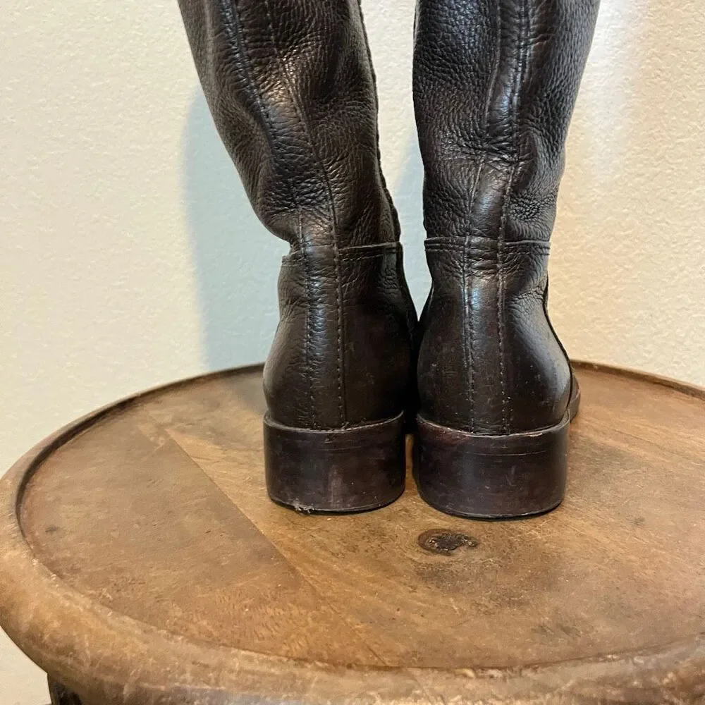 Tory Burch Joanna Leather Brown Tall Knee High Riding Boots Women's Size 8.5